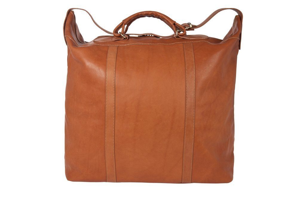 Reisetasche aus braunem Kalbsleder Frontansicht | Titus' Tote X