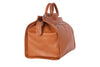 Reisetasche aus braunem Kalbsleder Seitenansicht | Duke's Duffle